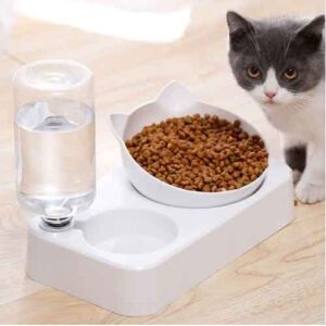 Comedero para gatos con dispensador de agua